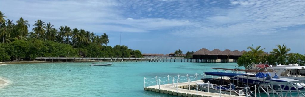 clear ocean water and white sand beaches surrounded by palm trees